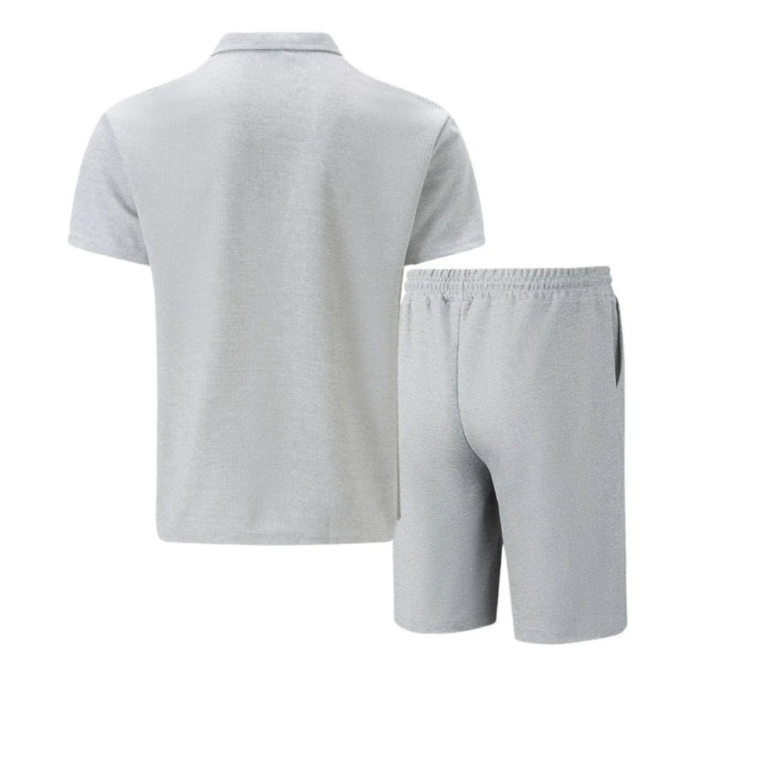 IBIZA Co-Ord Set – Zip Neck Polo & Soft Knit Shorts
